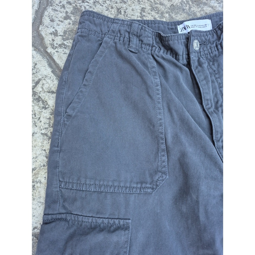 ZARA Womens Cargo Pants Pockets Dark Grey Trousers Size‎ 8 EUC - Picture 5 of 8